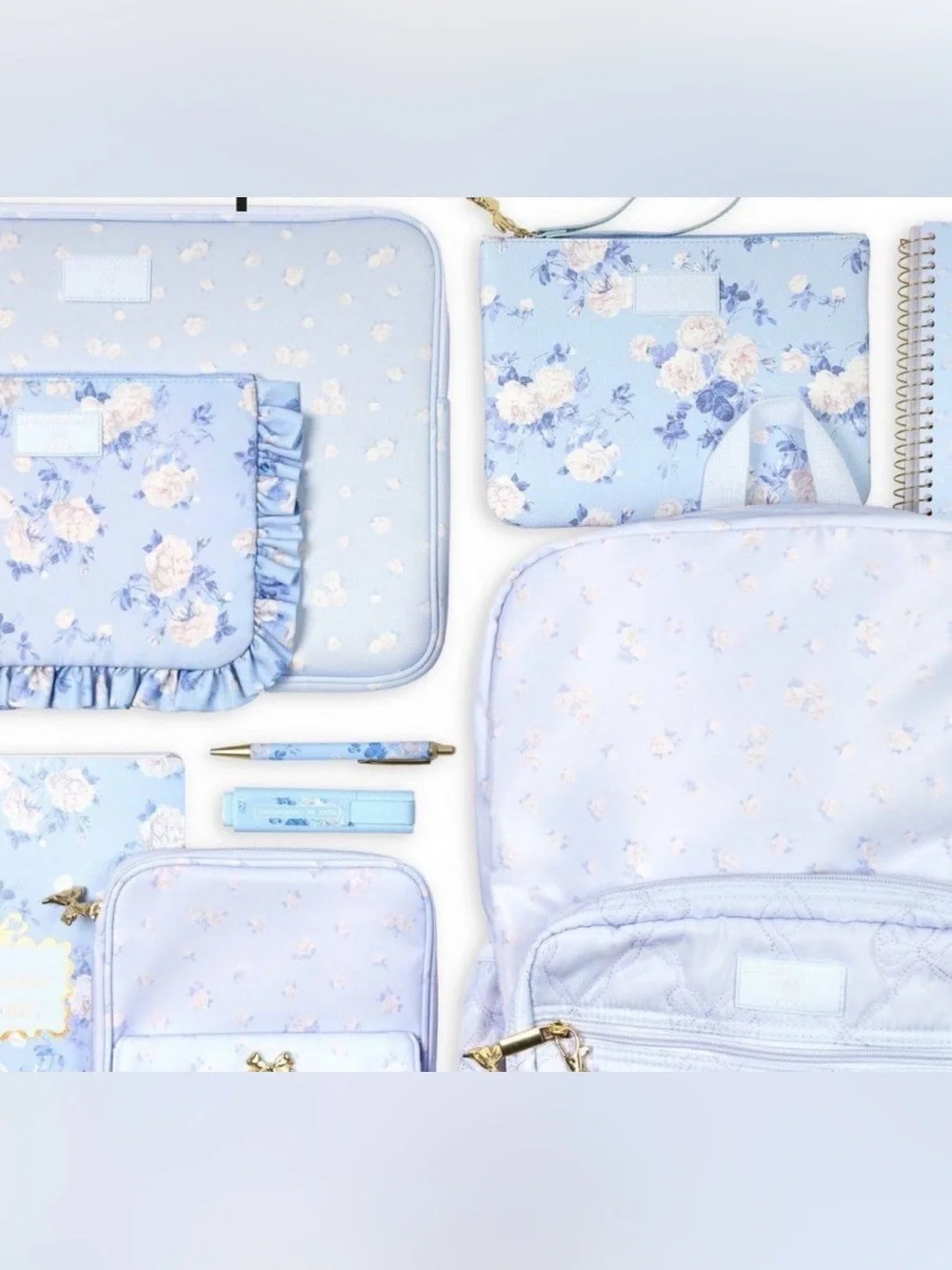 NEW LoveShackFancy Yoobi Everblooming Rosettes Ditsy Tech Organizer NWT